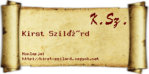 Kirst Szilárd névjegykártya